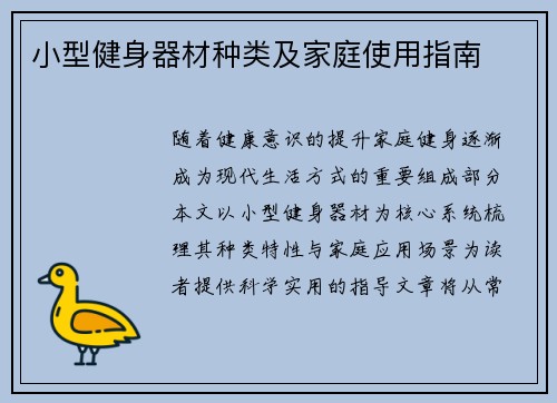 小型健身器材种类及家庭使用指南